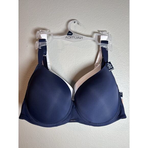 Nautica Intimates 2 Pack Blue And White Bra’s 40DD Everyday Bra‎ NEW With Tags - Picture 1 of 5